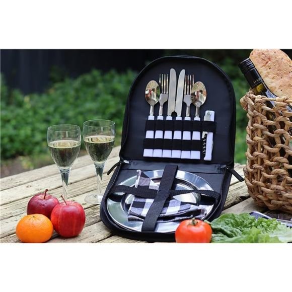 Camping Silverware Set with Case, 11 Pcs Camping Mess Kit with Stainless Steel - Picture 2 of 6